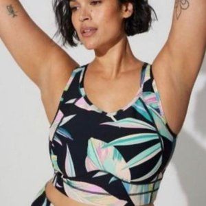 Torrid Plus Low-Impact Wireless Longline Tropical Palm Active Sports Bra size 00